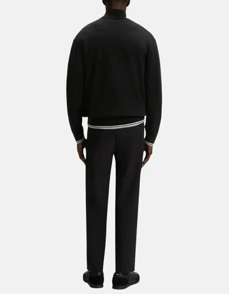 BOSS MENS K-ZONE STRIPE DETAIL 1/4 ZIP KNIT BLACK