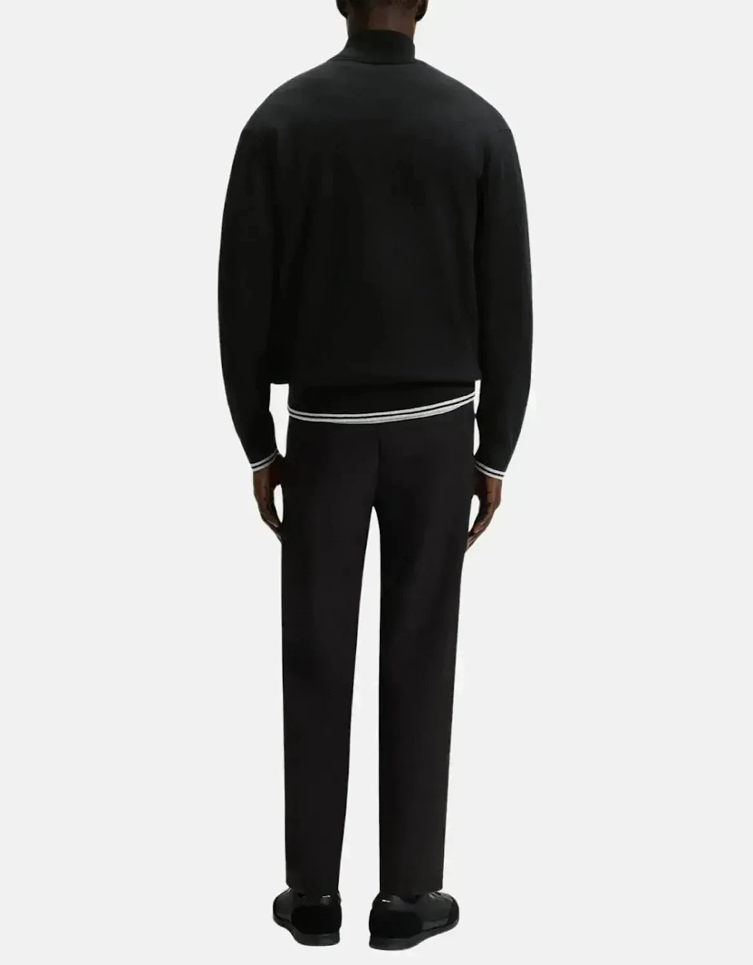 BOSS MENS K-ZONE STRIPE DETAIL 1/4 ZIP KNIT BLACK