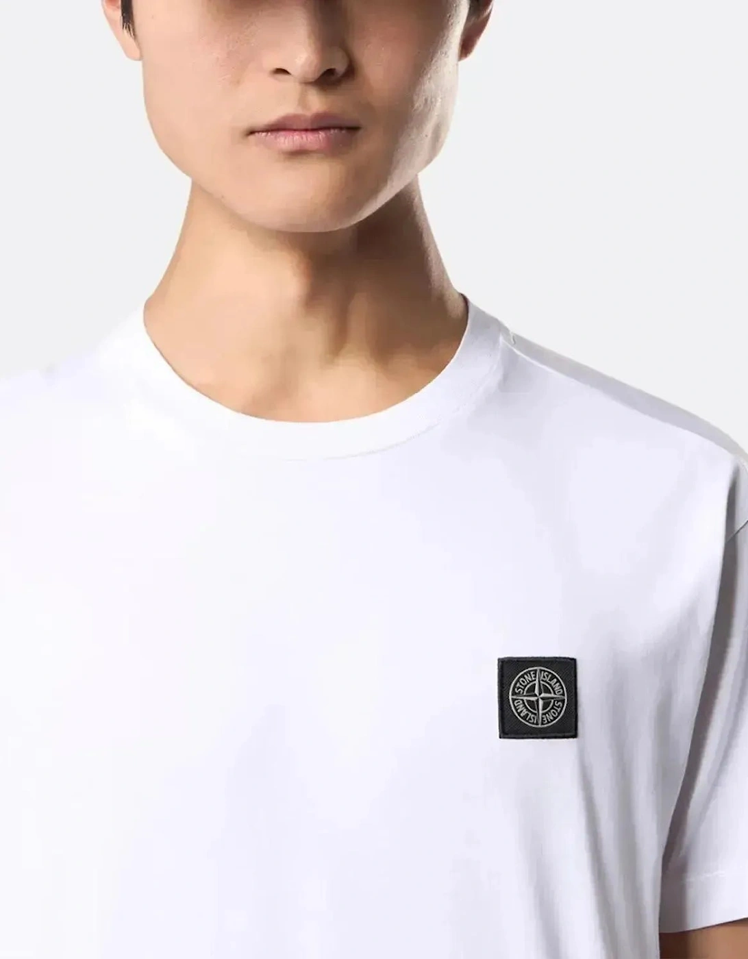 STONE ISLAND MENS 2100027 60/2 COTTON JERSEY SLIM FIT T-SHIRT WHITE