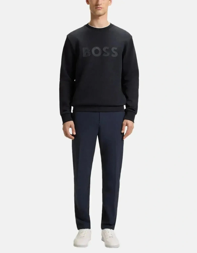 BOSS MENS SALBO SANDWICH LOGO SWEATSHIRT DARK BLUE