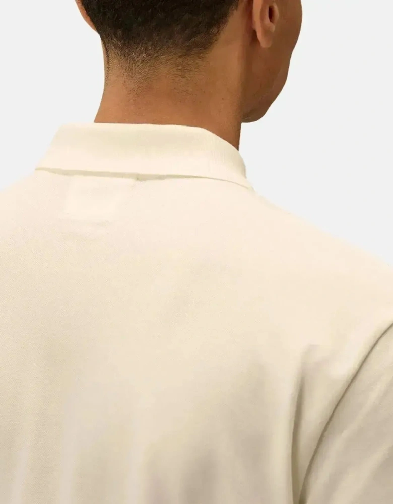 CP COMPANY MENS STRETCH PIQUET LOGO POLO GAUZE WHITE