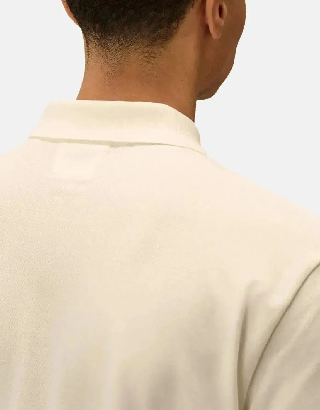 CP COMPANY MENS STRETCH PIQUET LOGO POLO GAUZE WHITE