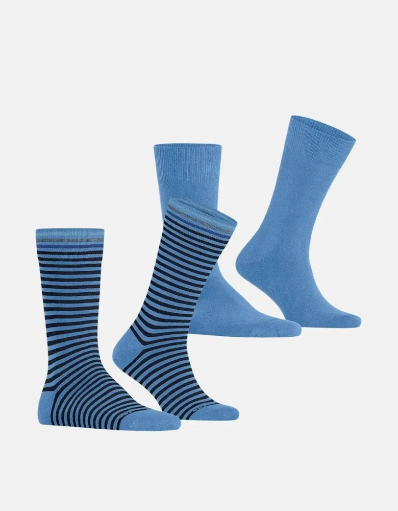 BURLINGTON MENS EVERYDAY STRIPE 2-PACK SOCKS MARINA