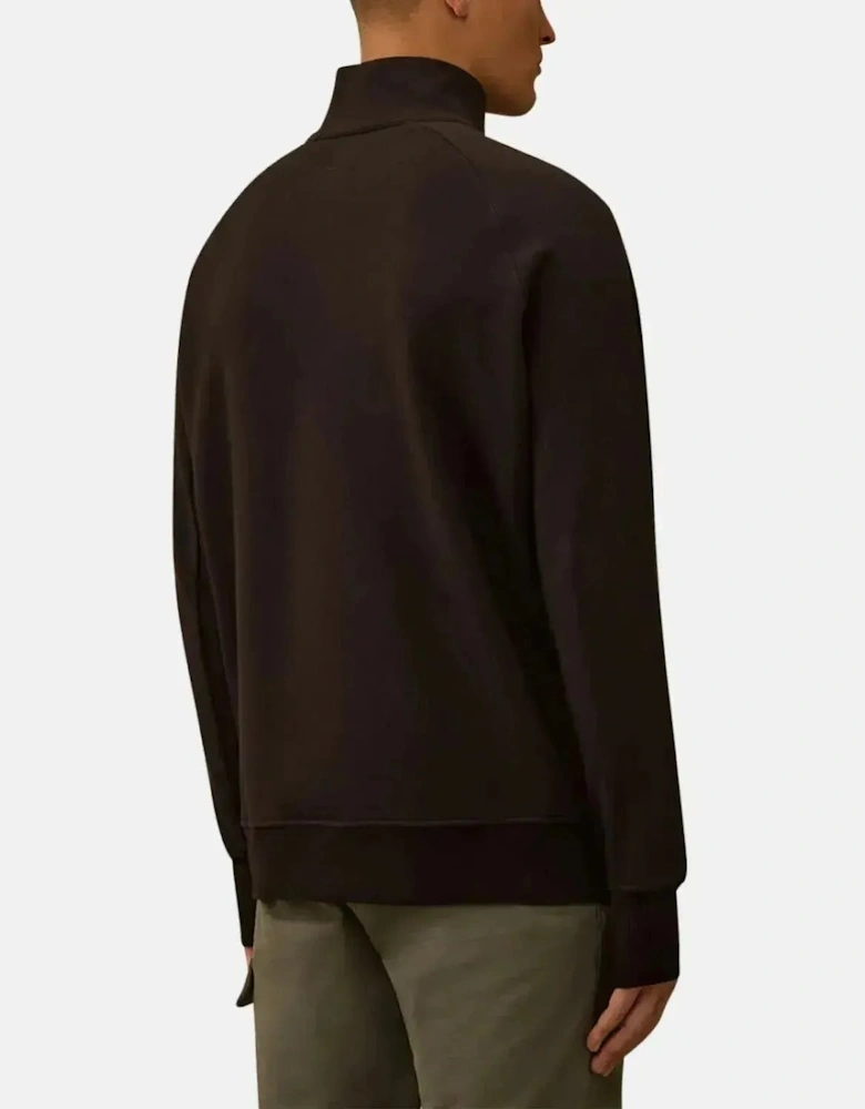 CP COMPANY MENS DIAGONAL RAISED FLEECE 1/4 ZIP SWEATSHIRT BLACK
