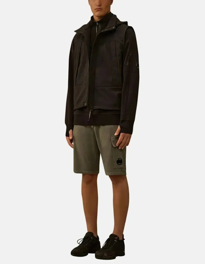 CP COMPANY MENS DIAGONAL RAISED FLEECE 1/4 ZIP SWEATSHIRT BLACK