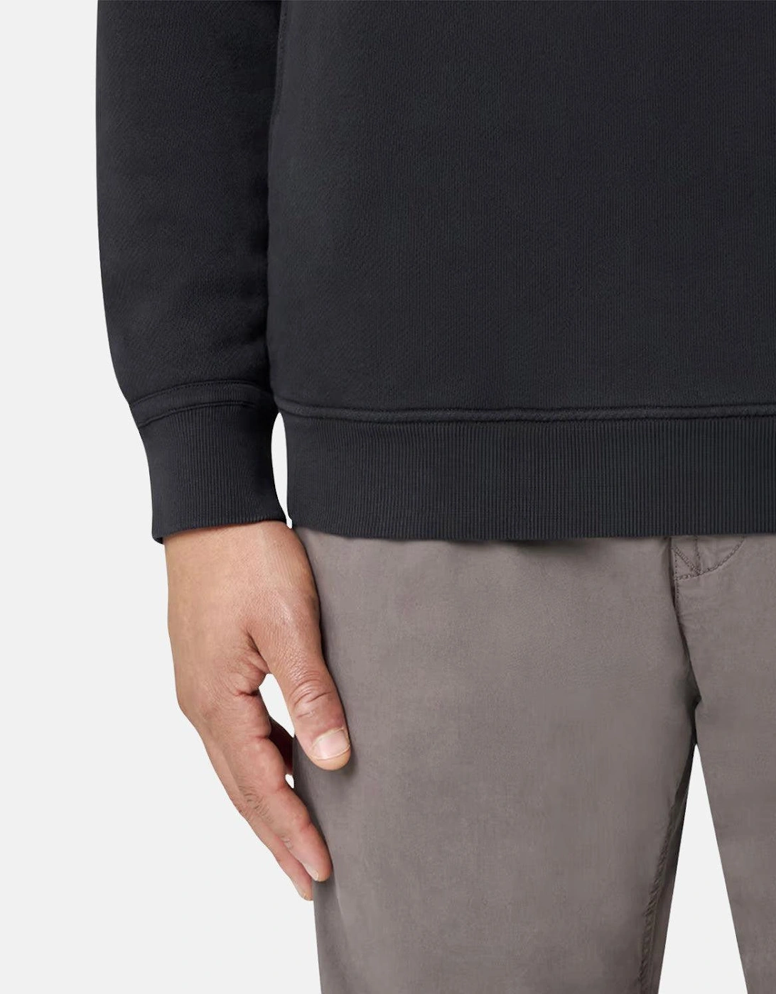 STONE ISLAND 61241 ORGANIC DIAGONAL FLEECE OLD EFFECT SWEATSHIRT BLACK
