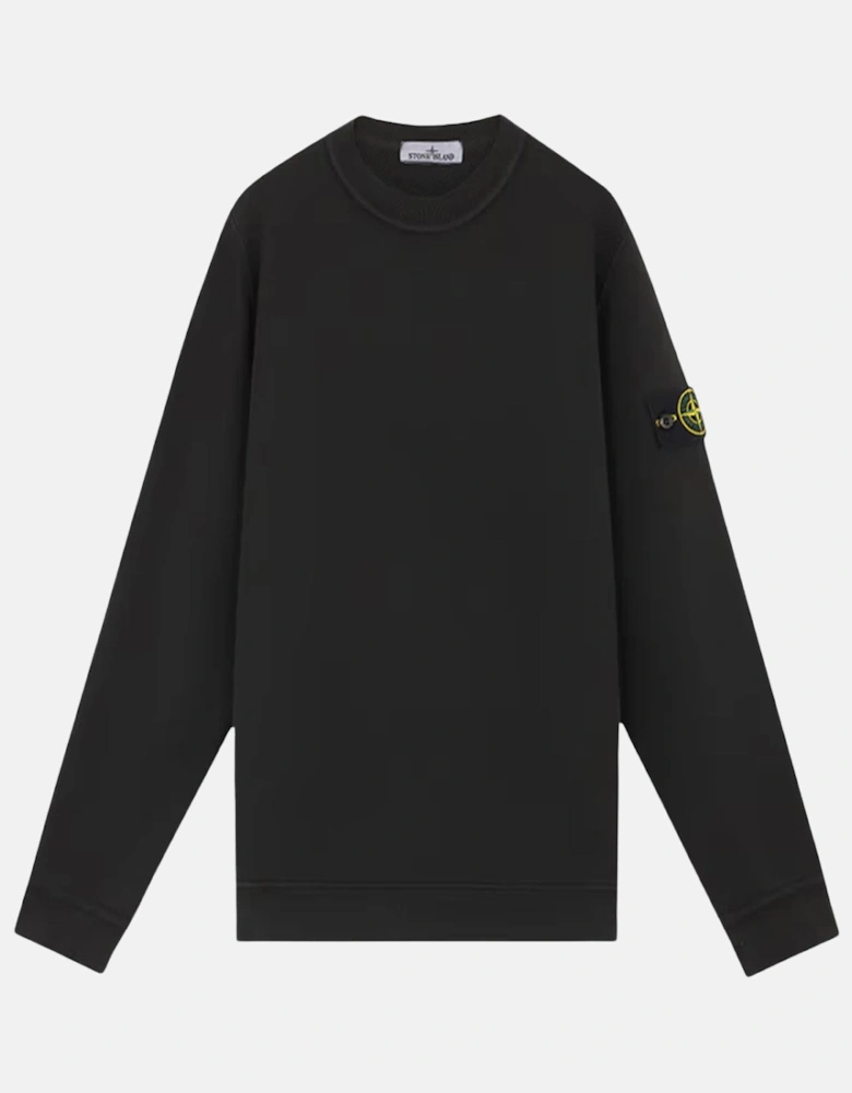 STONE ISLAND 61241 ORGANIC DIAGONAL FLEECE OLD EFFECT SWEATSHIRT BLACK