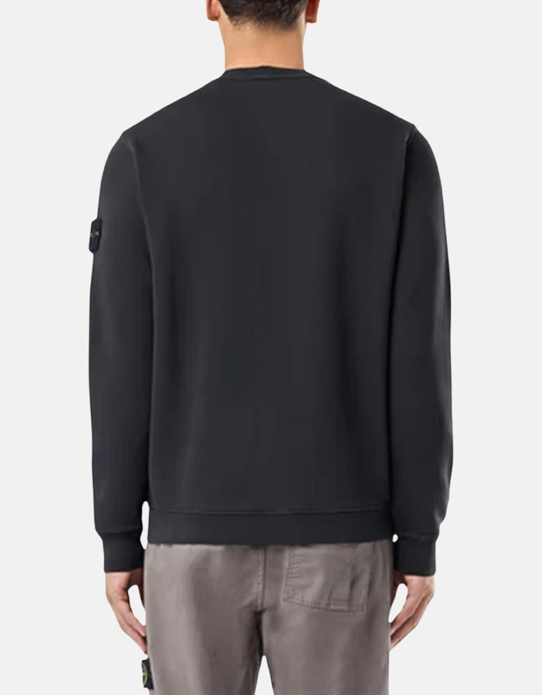 STONE ISLAND 61241 ORGANIC DIAGONAL FLEECE OLD EFFECT SWEATSHIRT BLACK