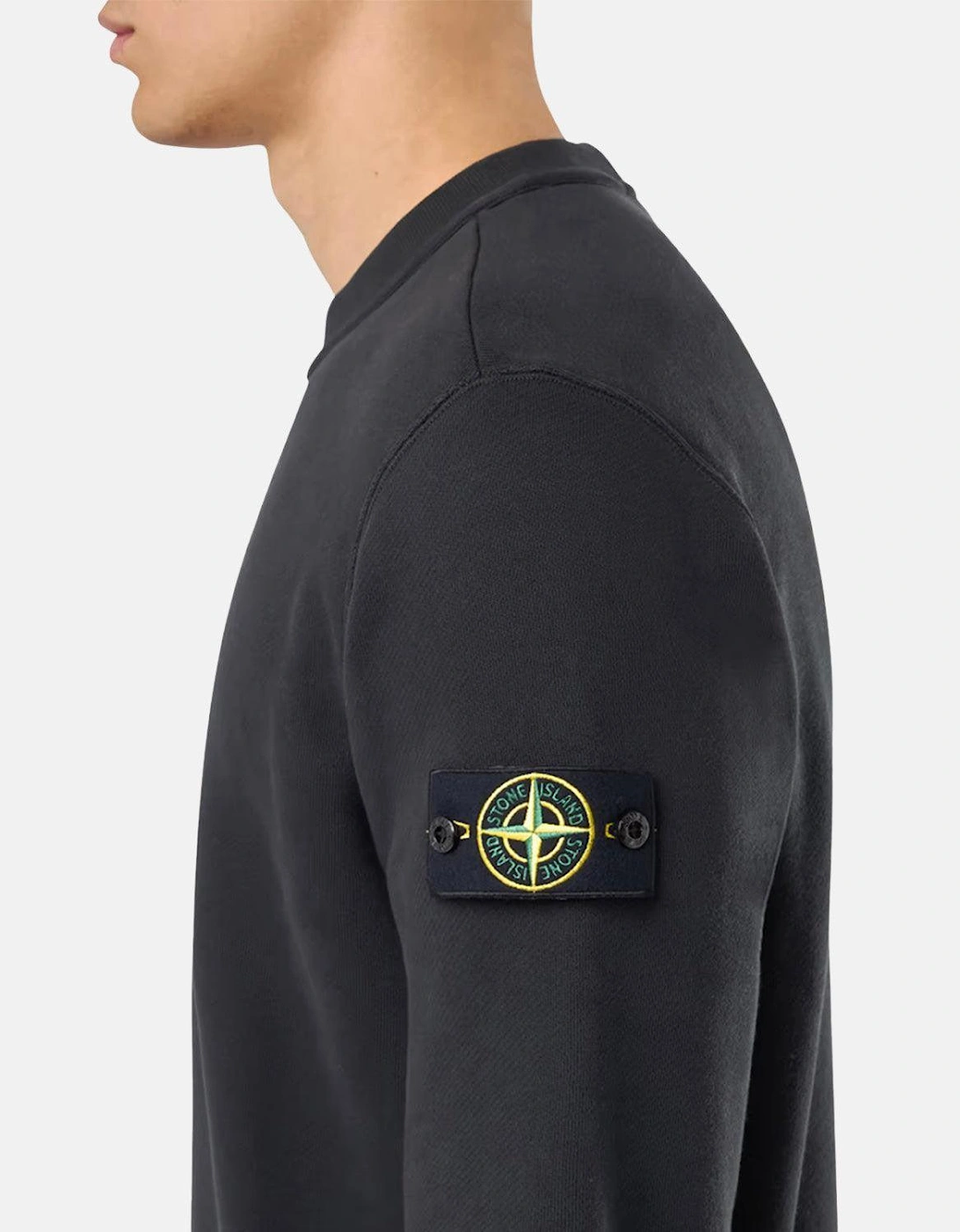 STONE ISLAND 61241 ORGANIC DIAGONAL FLEECE OLD EFFECT SWEATSHIRT BLACK