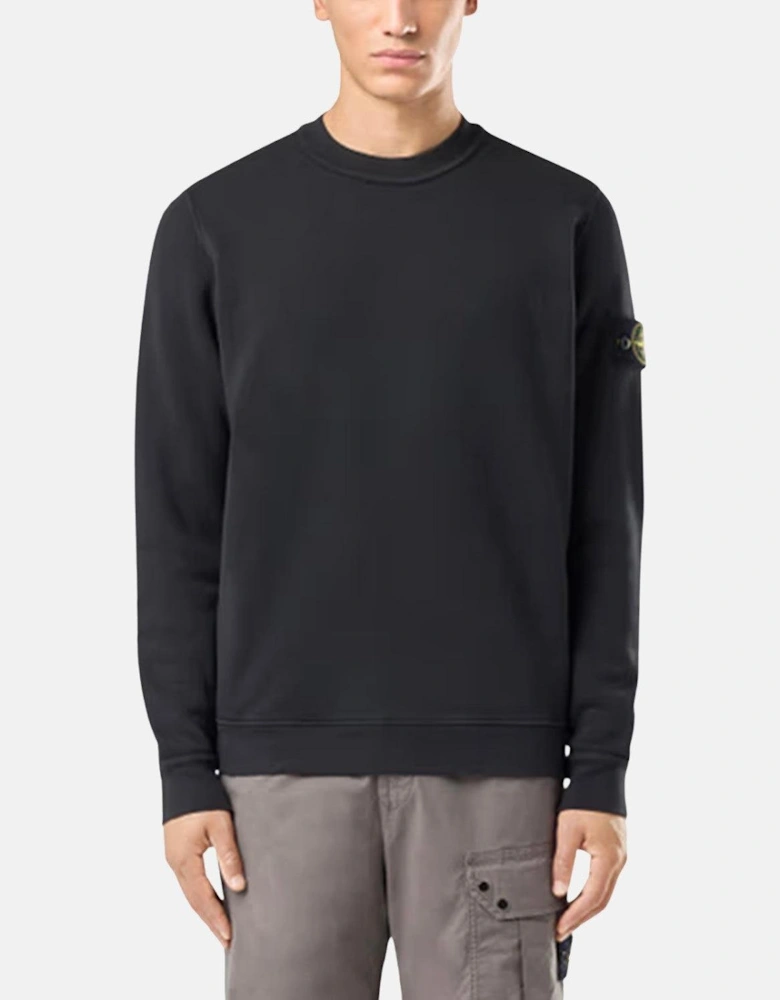 STONE ISLAND 61241 ORGANIC DIAGONAL FLEECE OLD EFFECT SWEATSHIRT BLACK