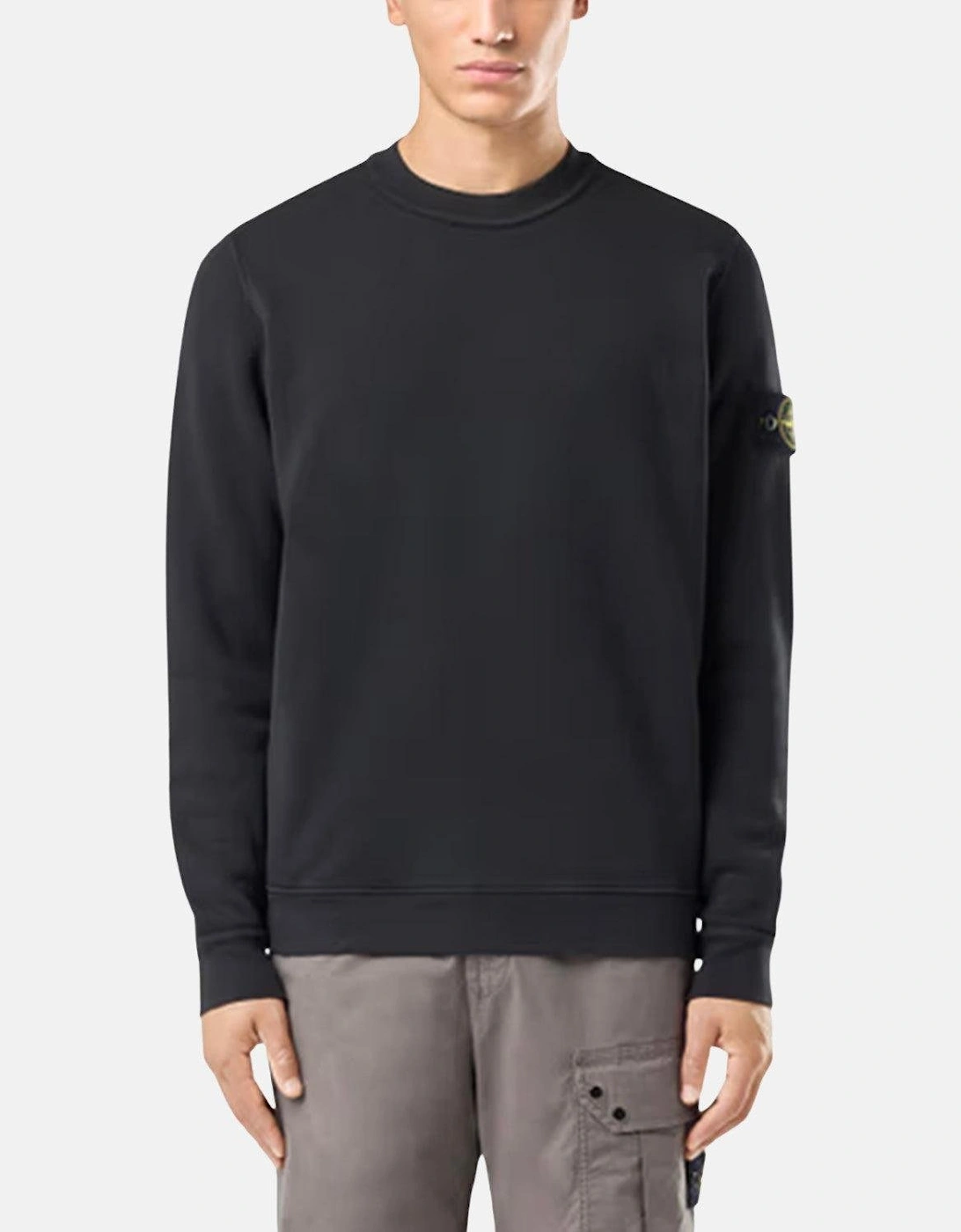 STONE ISLAND 61241 ORGANIC DIAGONAL FLEECE OLD EFFECT SWEATSHIRT BLACK