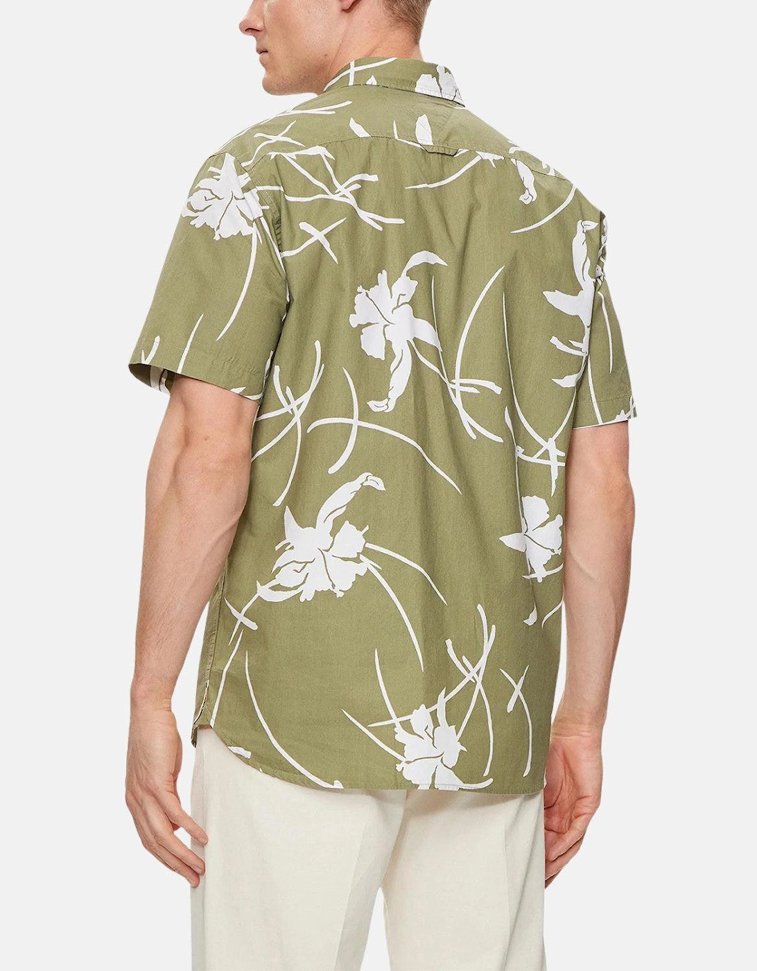 TOMMY HILFIGER TJ TROPICAL PRINT SHIRT FADED OLIVE