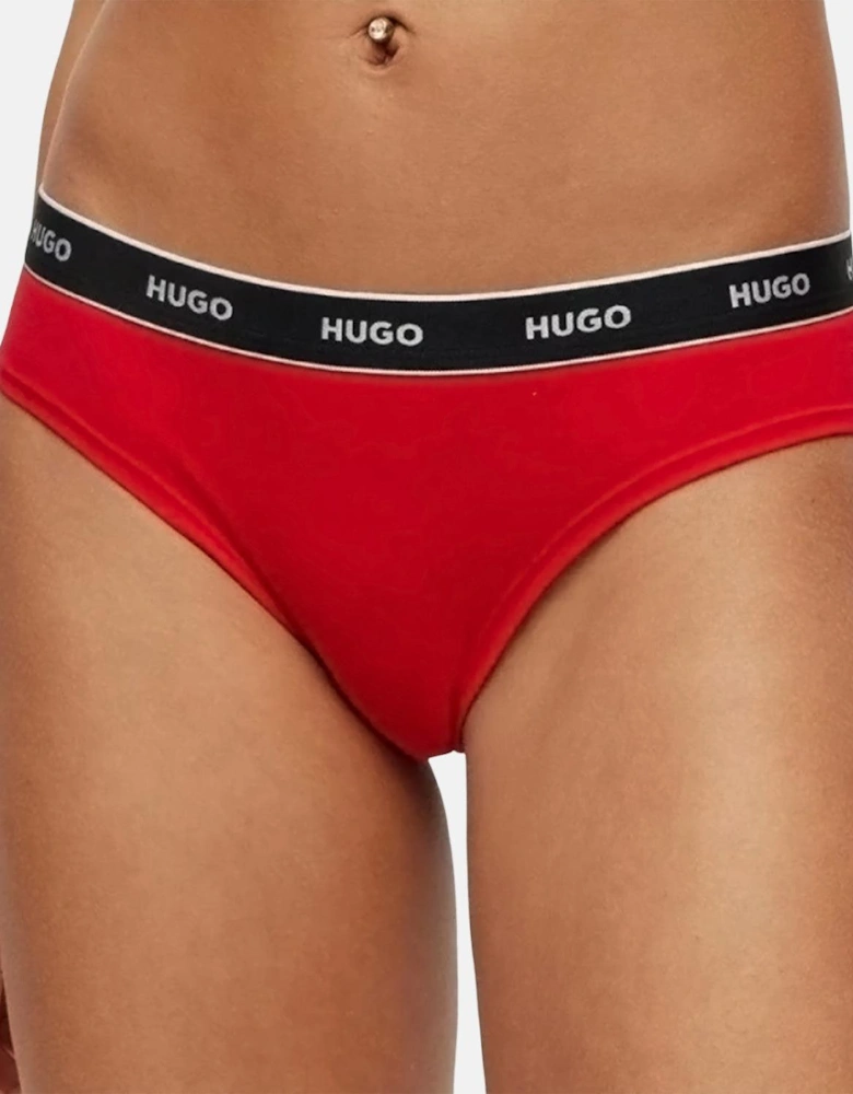 HUGO WOMENS 3 PACK BRIEFS BURGUNDY PINK RED