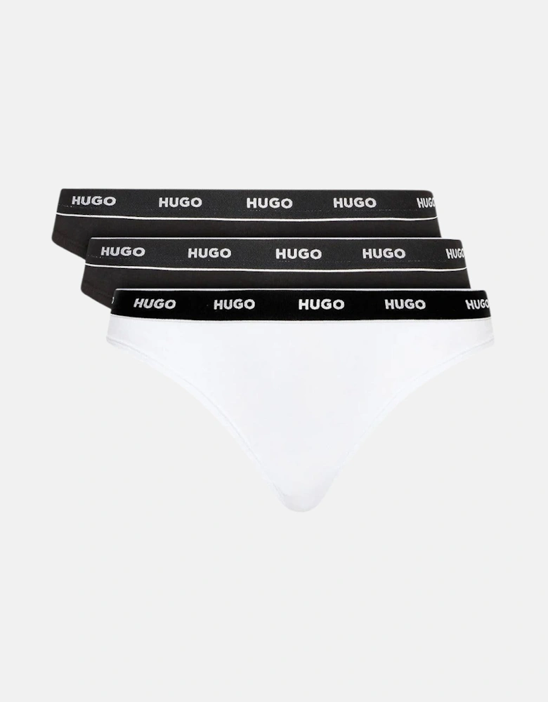 HUGO WOMENS 3 PACK BRIEFS BLACK WHITE