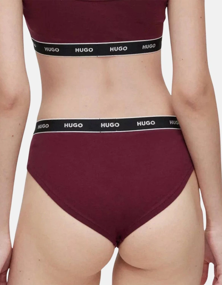 HUGO WOMENS 3 PACK BRIEFS BURGUNDY PINK RED
