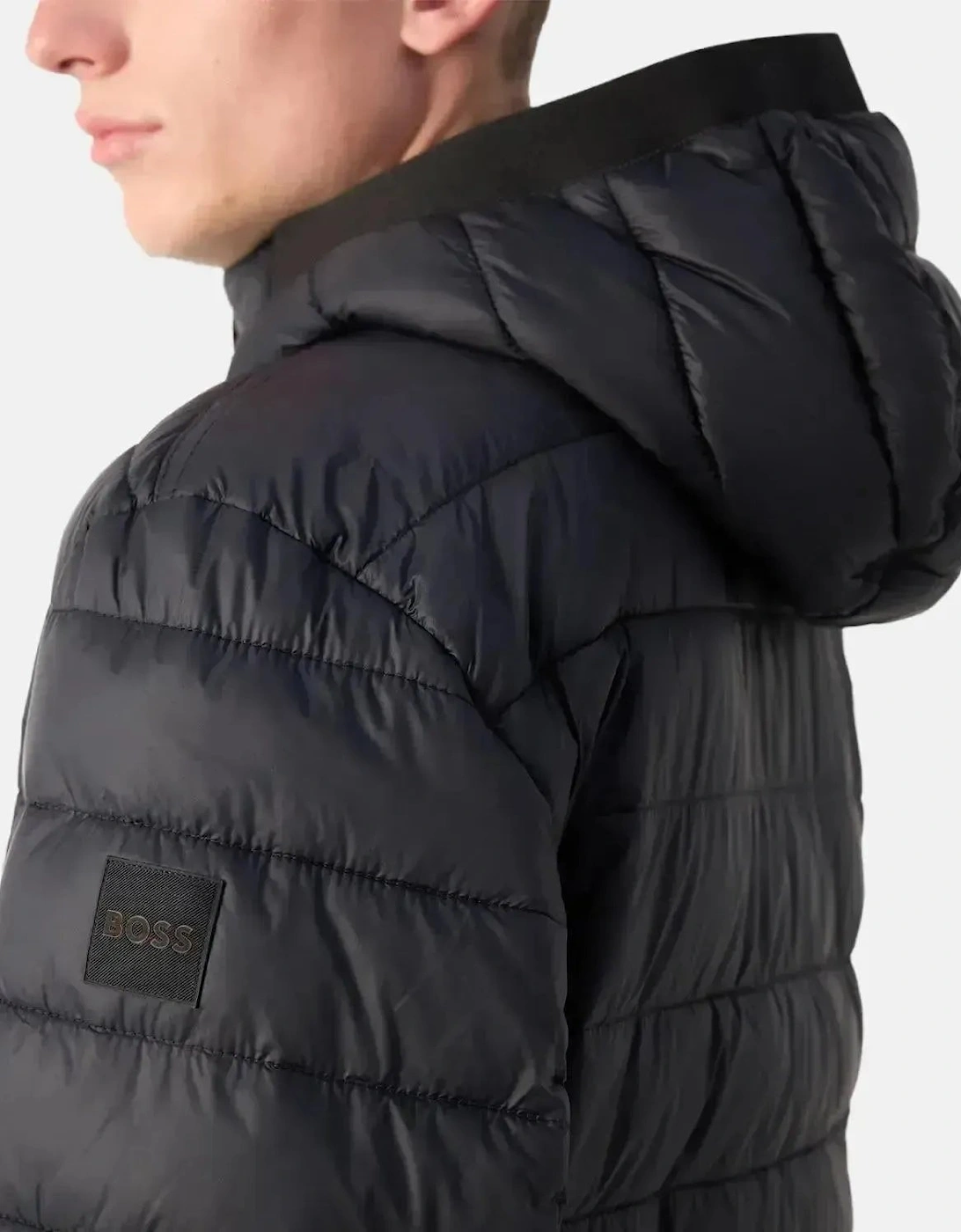 BOSS MENS ODENIS HOODED PUFFER JACKET BLACK