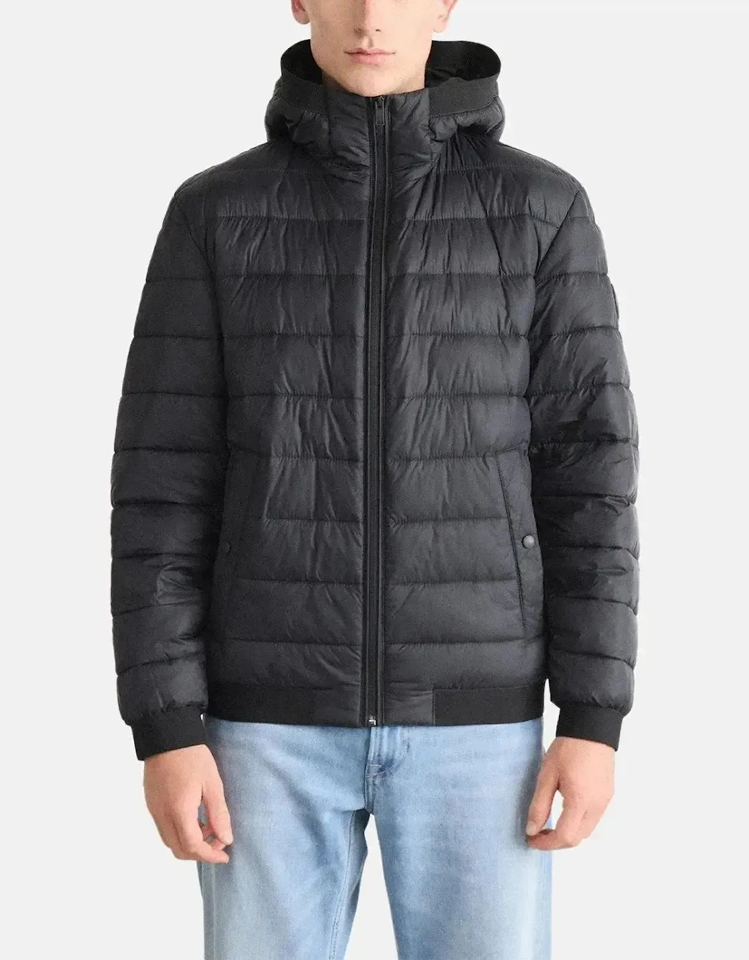 BOSS MENS ODENIS HOODED PUFFER JACKET BLACK