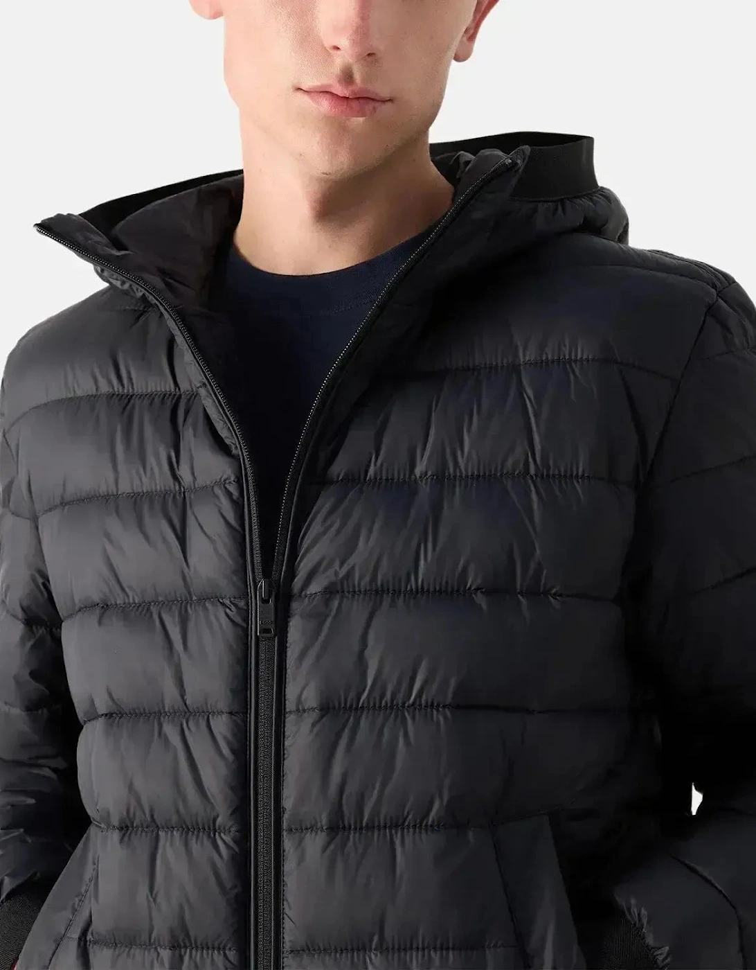 BOSS MENS ODENIS HOODED PUFFER JACKET BLACK