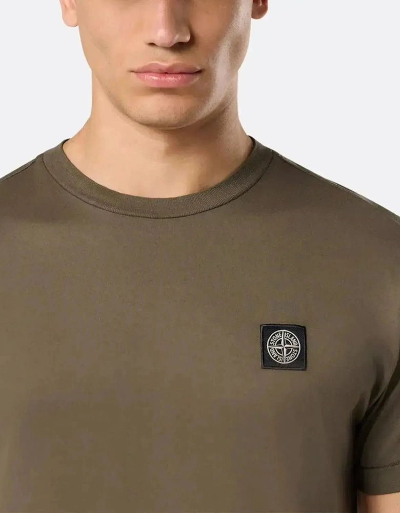 STONE ISLAND MENS 2100027 60/2 COTTON JERSEY SLIM FIT T-SHIRT MILITARY GREEN