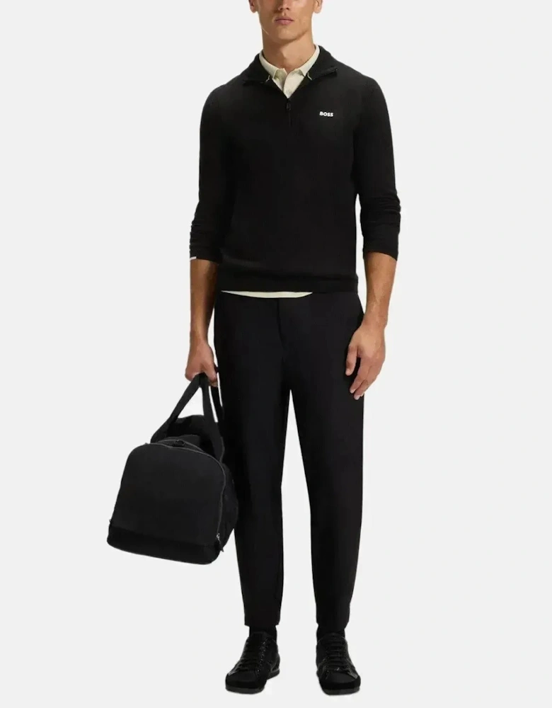 BOSS MENS K-EVERX 1/4 ZIP COTTON KNIT BLACK