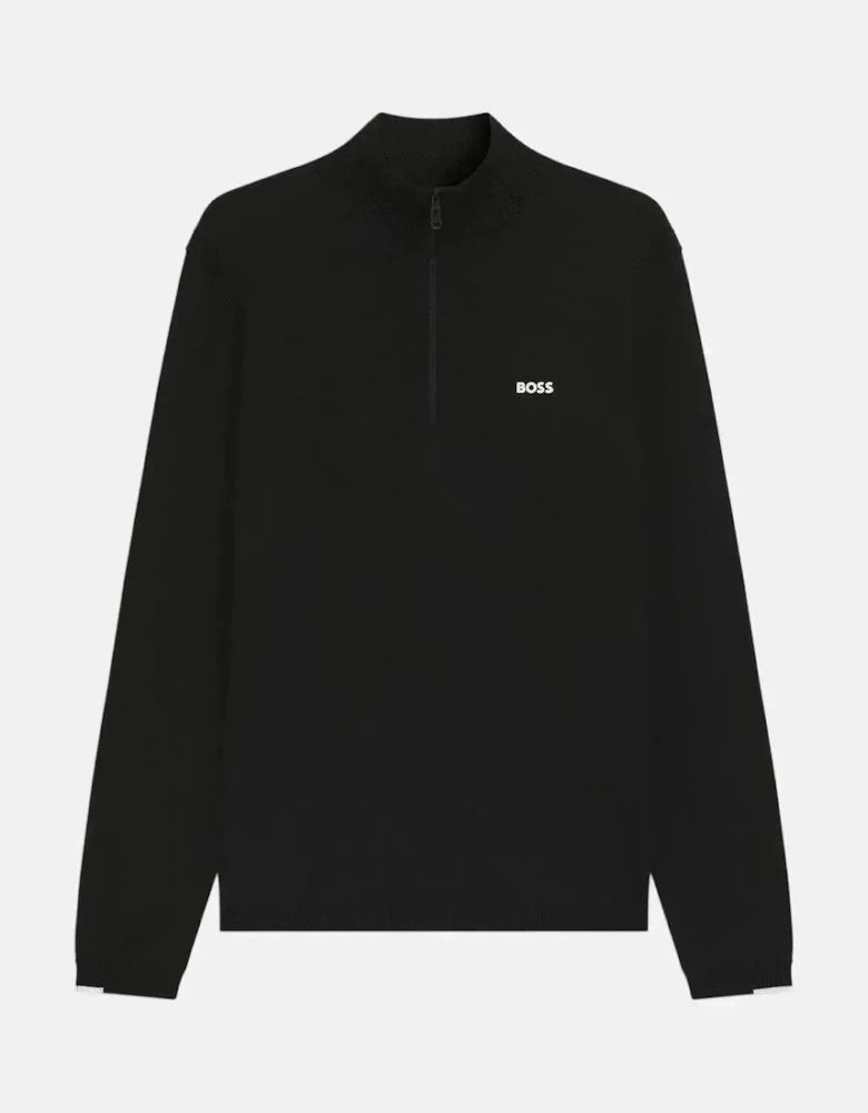 BOSS MENS K-EVERX 1/4 ZIP COTTON KNIT BLACK