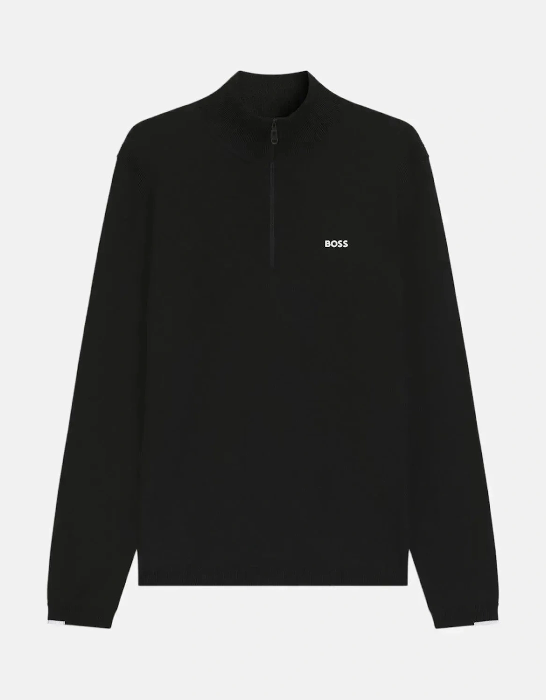 BOSS MENS K-EVERX 1/4 ZIP COTTON KNIT BLACK, 6 of 5