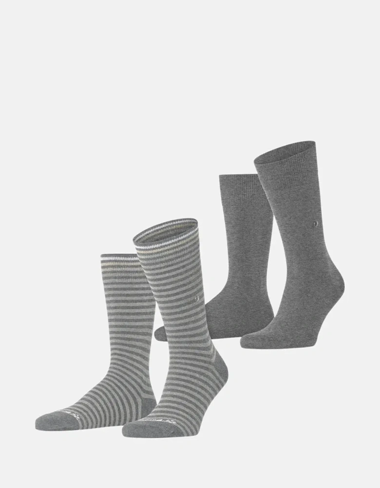 BURLINGTON MENS EVERYDAY STRIPE 2-PACK SOCKS LIGHT GREY MELANGE