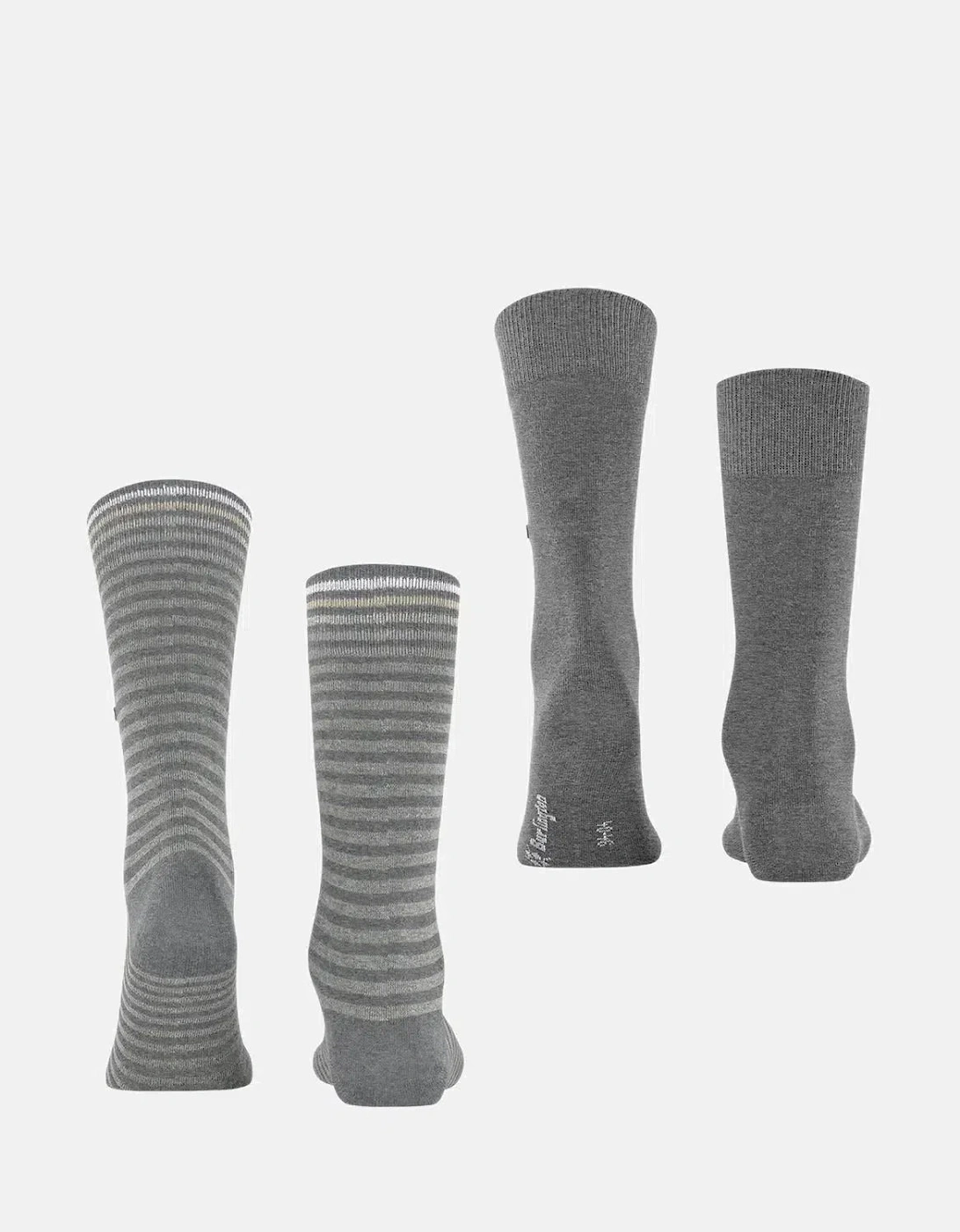 BURLINGTON MENS EVERYDAY STRIPE 2-PACK SOCKS LIGHT GREY MELANGE