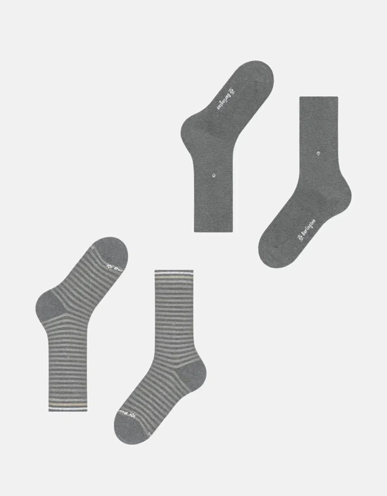 BURLINGTON MENS EVERYDAY STRIPE 2-PACK SOCKS LIGHT GREY MELANGE