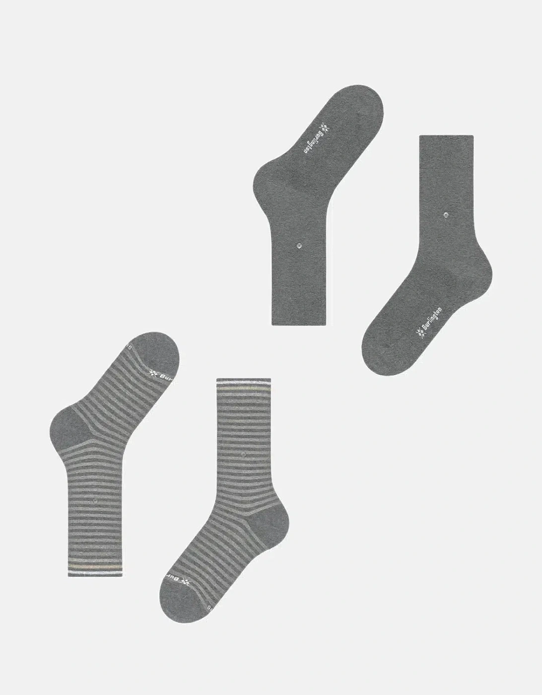 BURLINGTON MENS EVERYDAY STRIPE 2-PACK SOCKS LIGHT GREY MELANGE