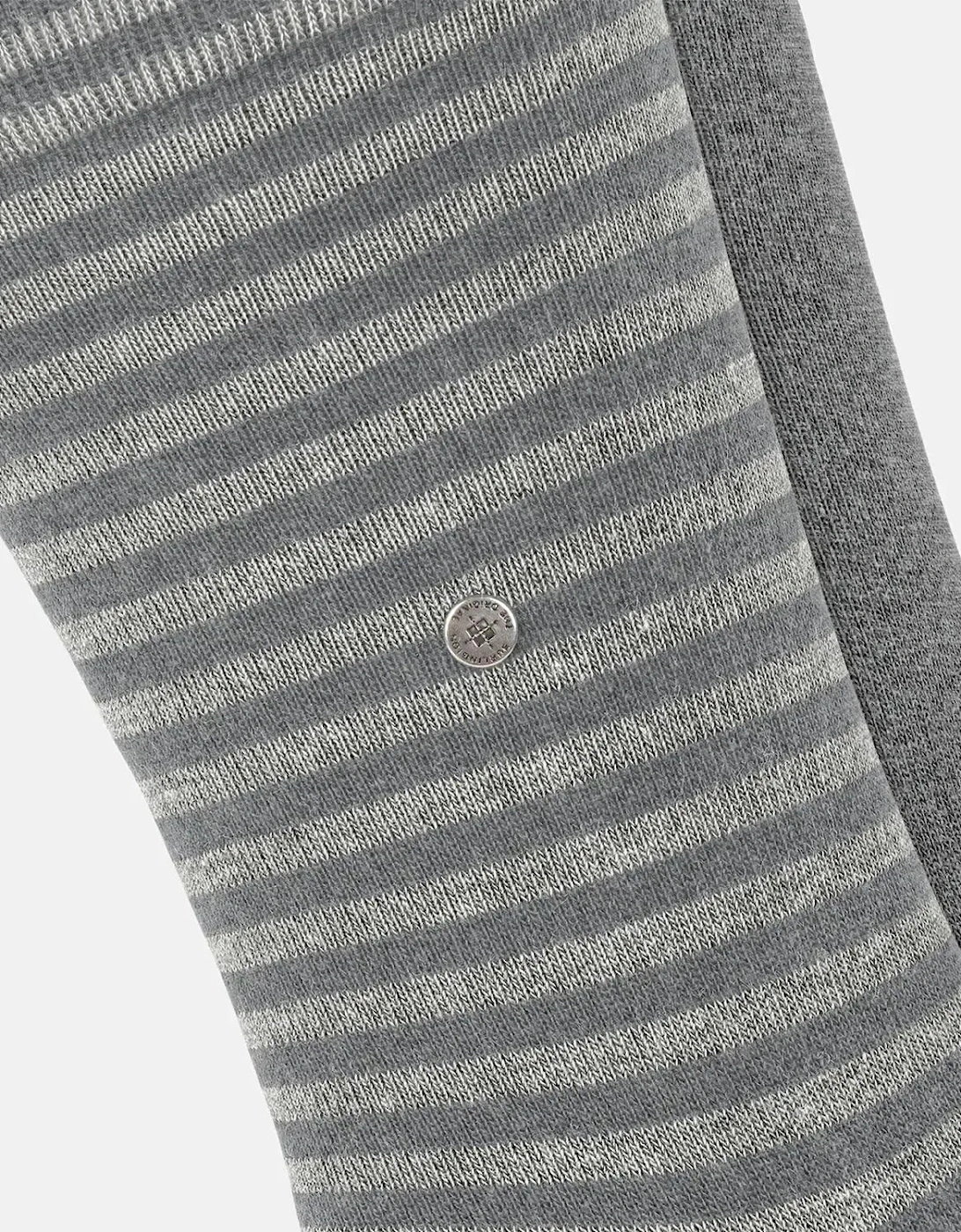 BURLINGTON MENS EVERYDAY STRIPE 2-PACK SOCKS LIGHT GREY MELANGE