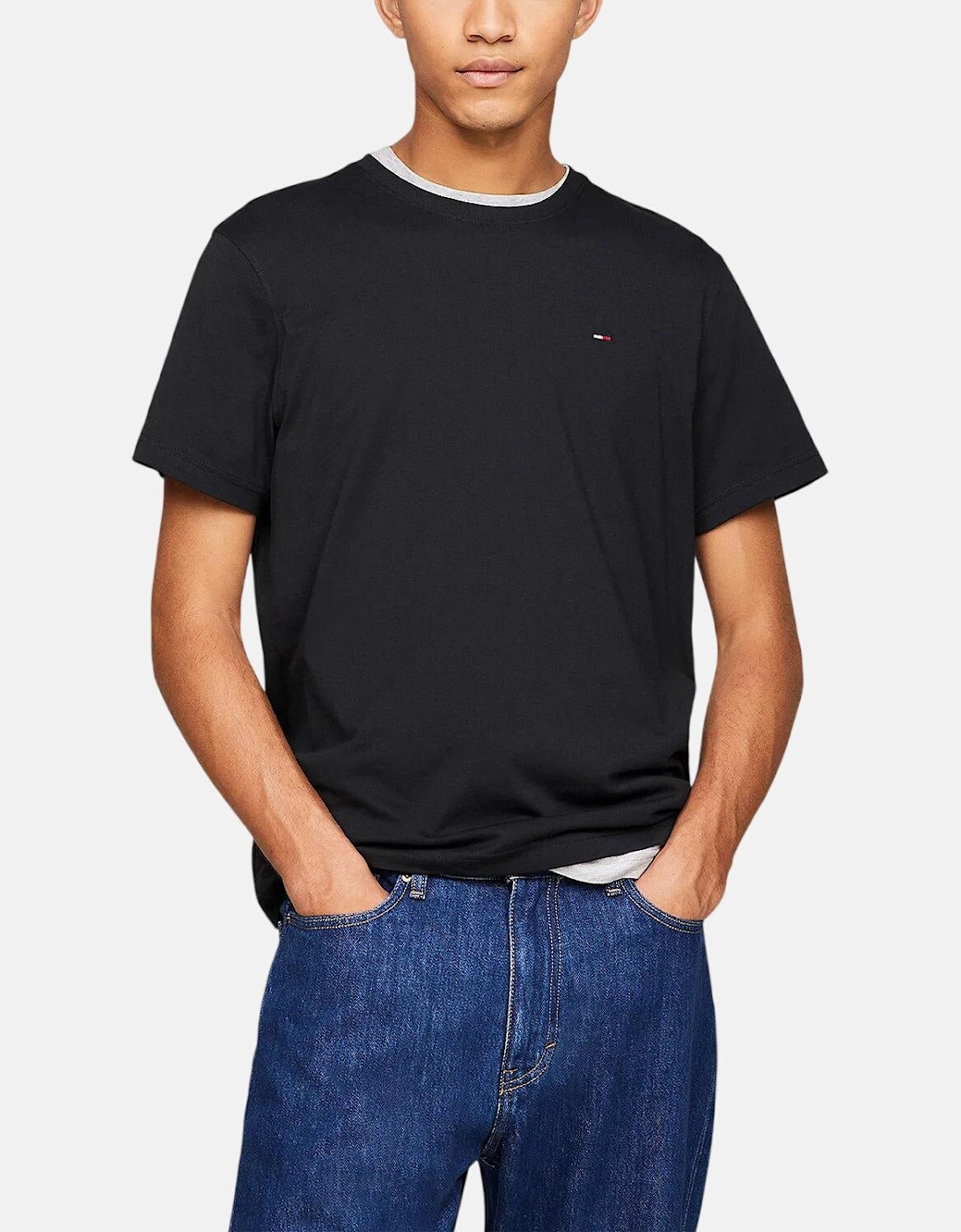 TOMMY HILFIGER TJ SLIM FIT FLAG T-SHIRT BLACK