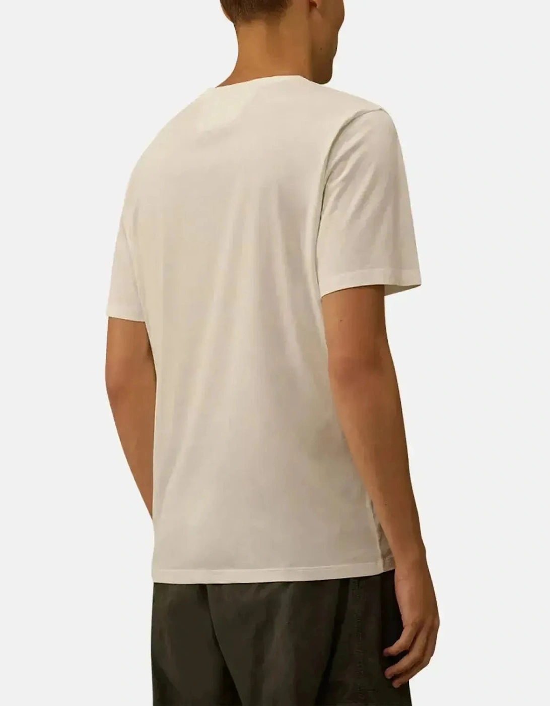 CP COMPANY MENS 30/1 JERSEY VERTICAL LOGO T-SHIRT GAUZE WHITE