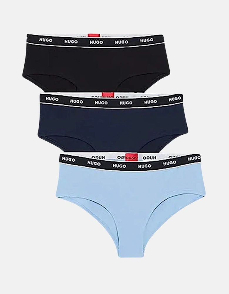 HUGO WOMENS 3 PACK HIPSTER BRIEFS NAVY BLACK BLUE