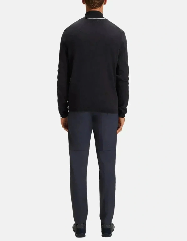 BOSS K-EVERX 1/4 ZIP COTTON KNIT DARK BLUE