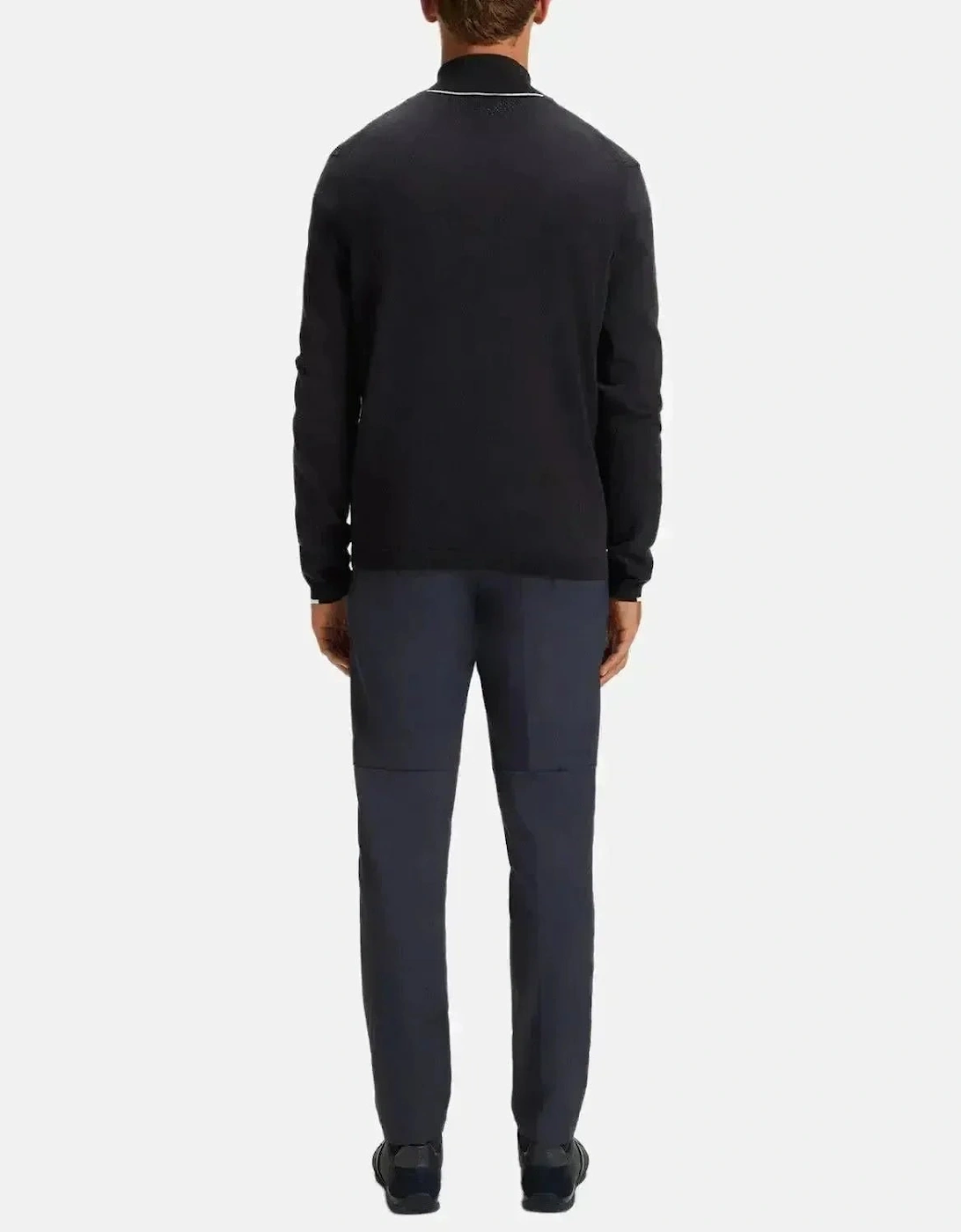 BOSS K-EVERX 1/4 ZIP COTTON KNIT DARK BLUE