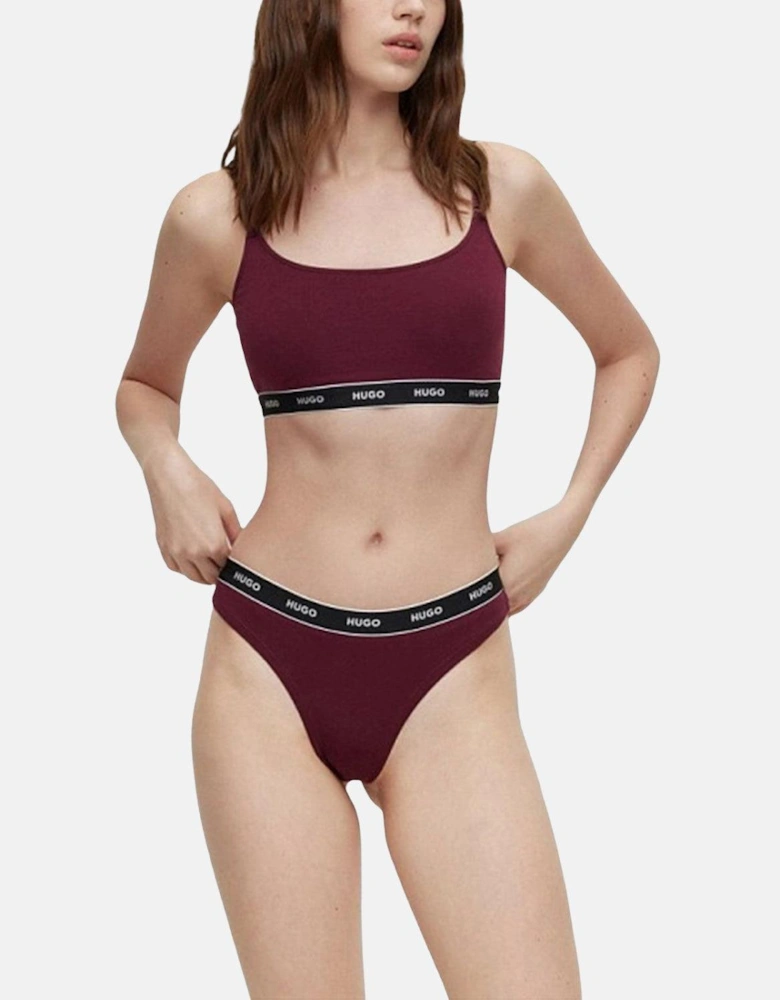 HUGO WOMENS 3 PACK THONGS BURGUNDY RED PINK