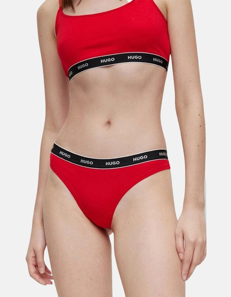 HUGO WOMENS 3 PACK THONGS BURGUNDY RED PINK