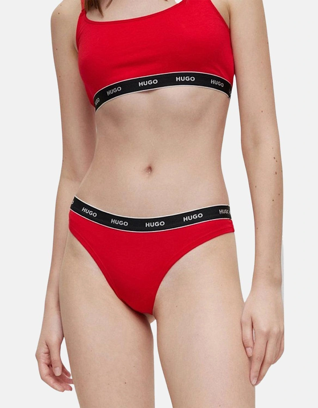 HUGO WOMENS 3 PACK THONGS BURGUNDY RED PINK