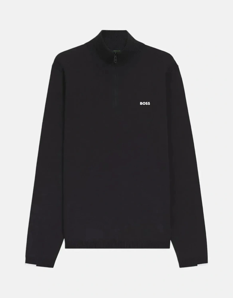 BOSS K-EVERX 1/4 ZIP COTTON KNIT DARK BLUE