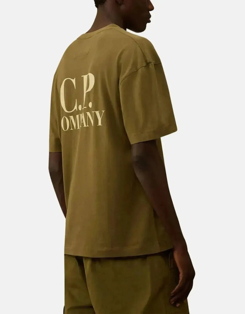 CP COMPANY MENS 30/1 JERSEY BACK LOGO T-SHIRT CAPERS