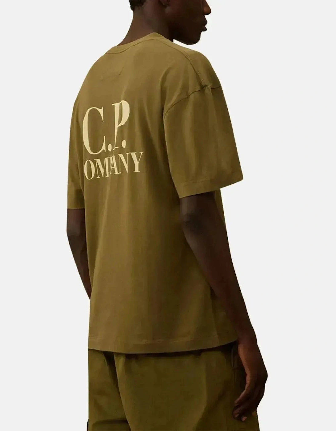 CP COMPANY MENS 30/1 JERSEY BACK LOGO T-SHIRT CAPERS