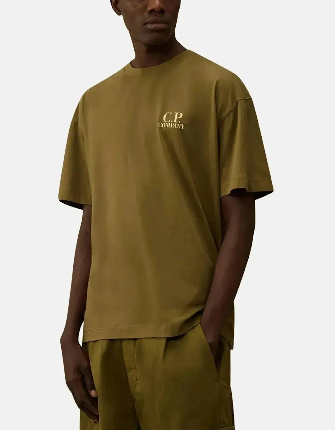 CP COMPANY MENS 30/1 JERSEY BACK LOGO T-SHIRT CAPERS