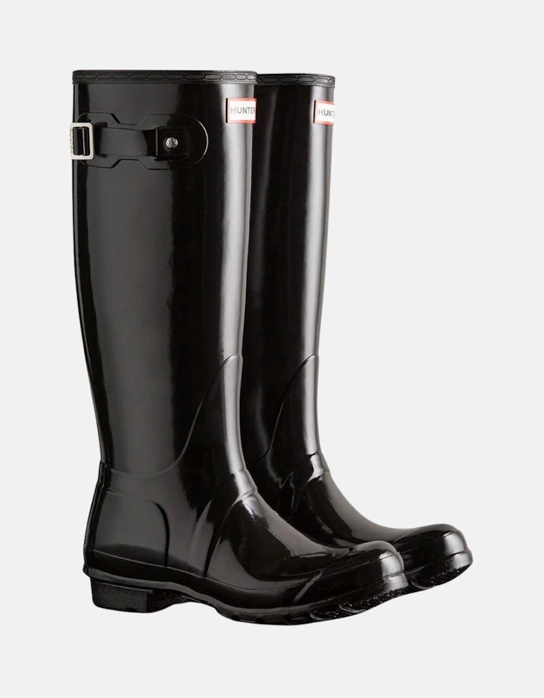 HUNTER WOMENS ORIGINAL TALL GLOSS BOOTS BLACK