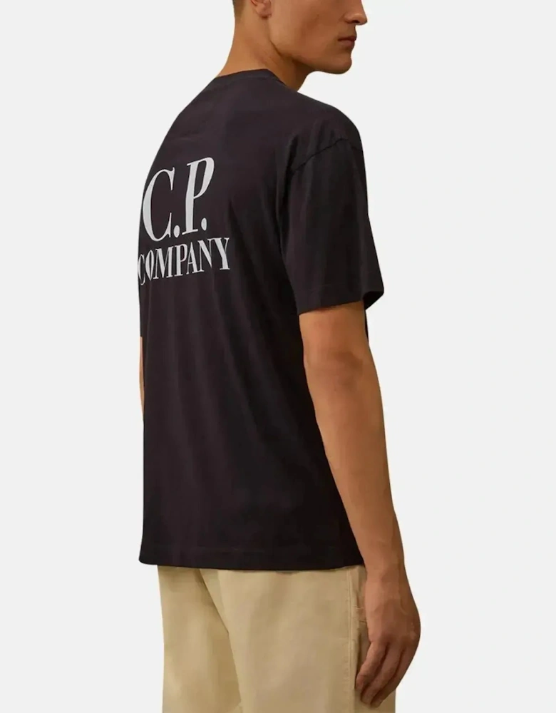 CP COMPANY MENS 30/1 JERSEY BACK LOGO T-SHIRT TOTAL ECLIPSE