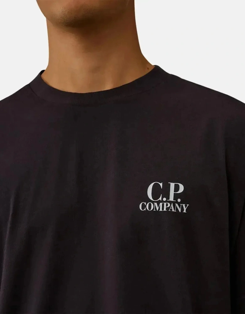 CP COMPANY MENS 30/1 JERSEY BACK LOGO T-SHIRT TOTAL ECLIPSE