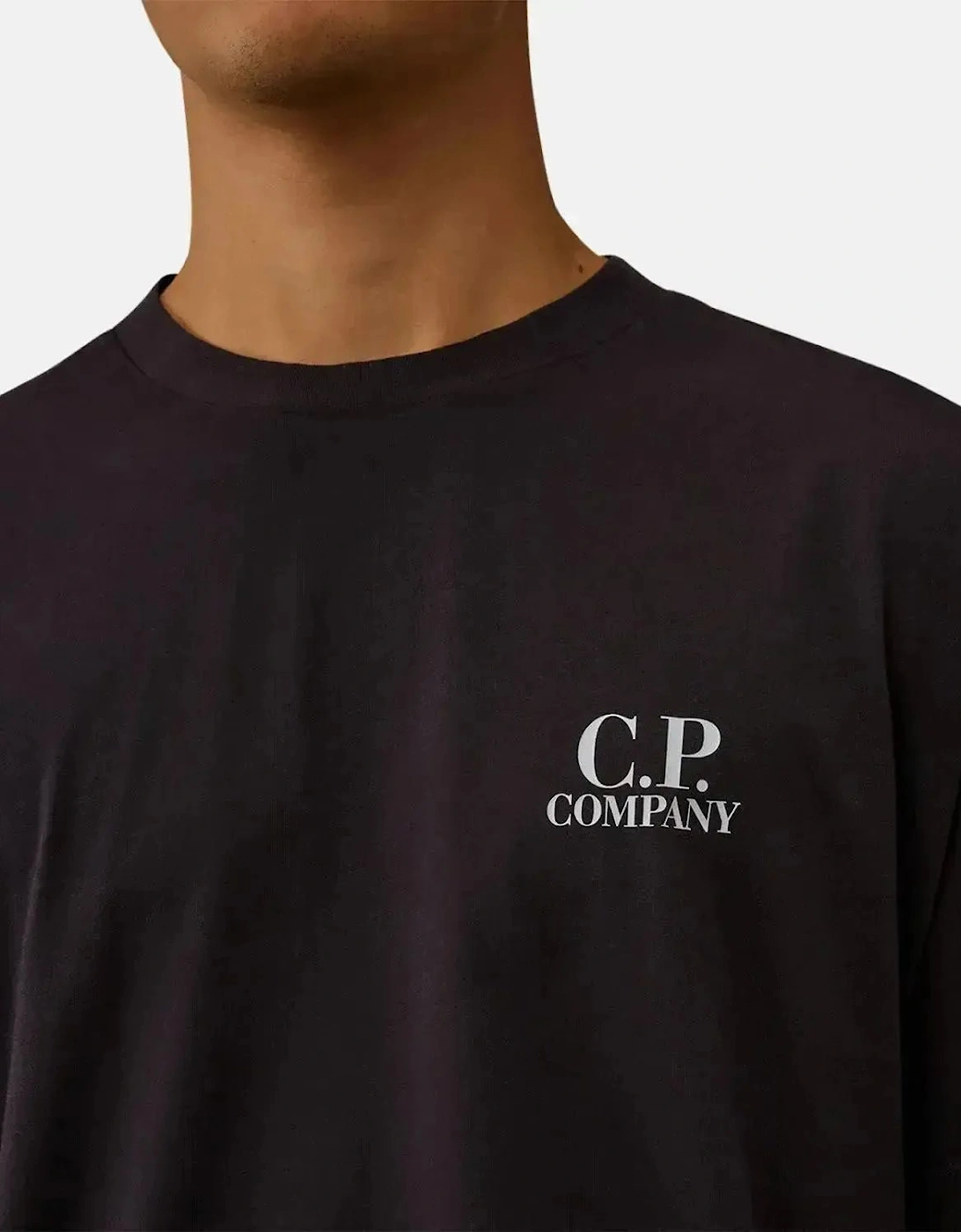 CP COMPANY MENS 30/1 JERSEY BACK LOGO T-SHIRT TOTAL ECLIPSE
