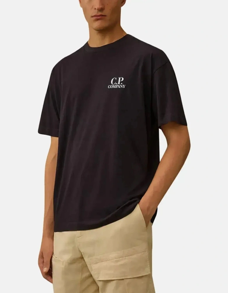 CP COMPANY MENS 30/1 JERSEY BACK LOGO T-SHIRT TOTAL ECLIPSE