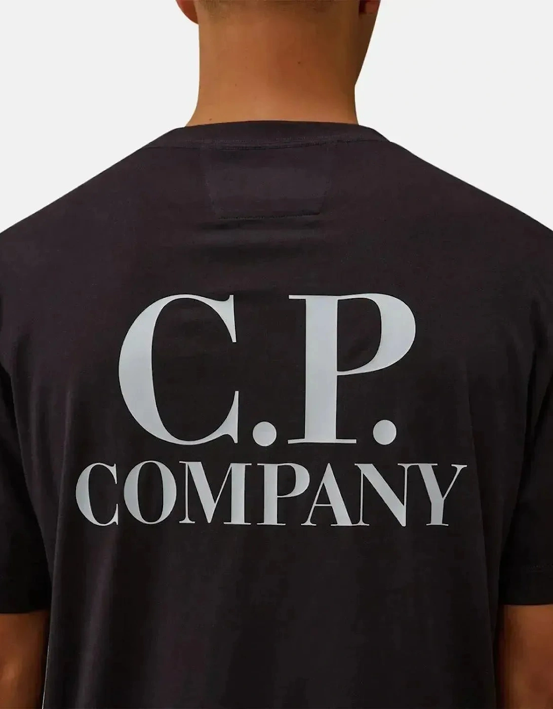 CP COMPANY MENS 30/1 JERSEY BACK LOGO T-SHIRT TOTAL ECLIPSE