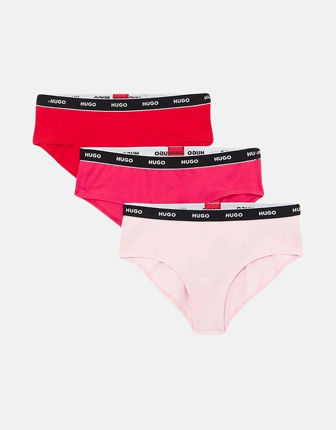 HUGO WOMENS 3 PACK HIPSTER BRIEFS RED PINK ROSE, 5 of 4